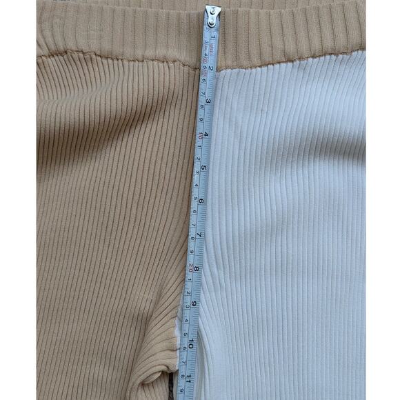 Ronny Kobo Two Tone Ribbed Knit Wide Leg Coloroblock Cream/White Pants, size S - Picture 6 of 7
